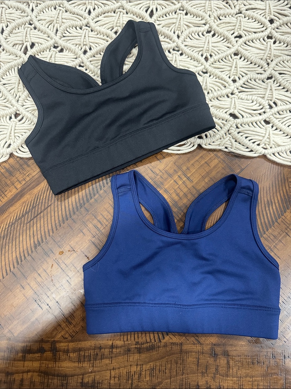 Little Girl’s Racerback Sports Bras – Black & Navy